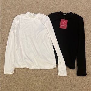 White and Black Long Sleeve Tops